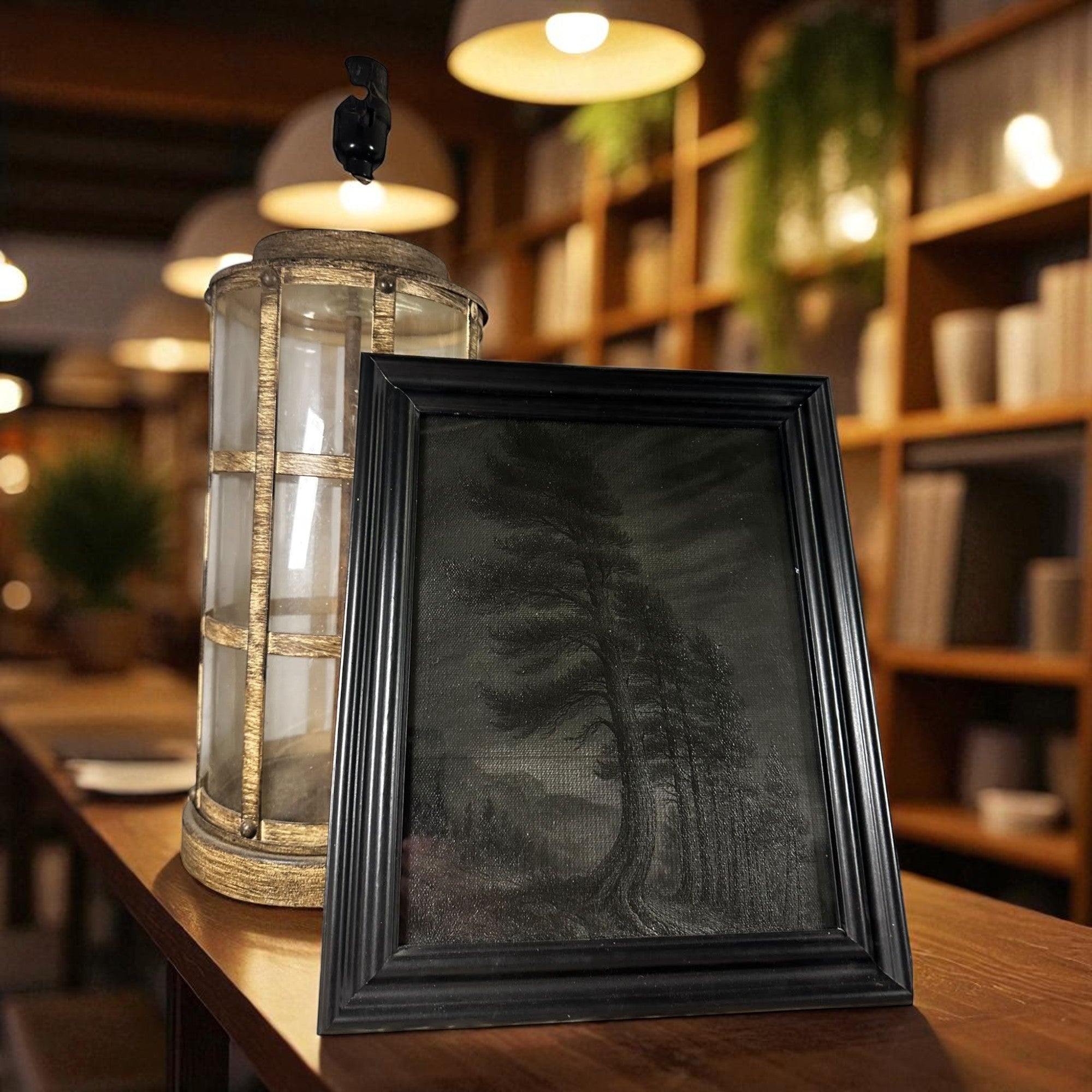 Framed Canvas (Standing) — Windswept Pines (8x10) Ctrl‑Alt‑Engrave