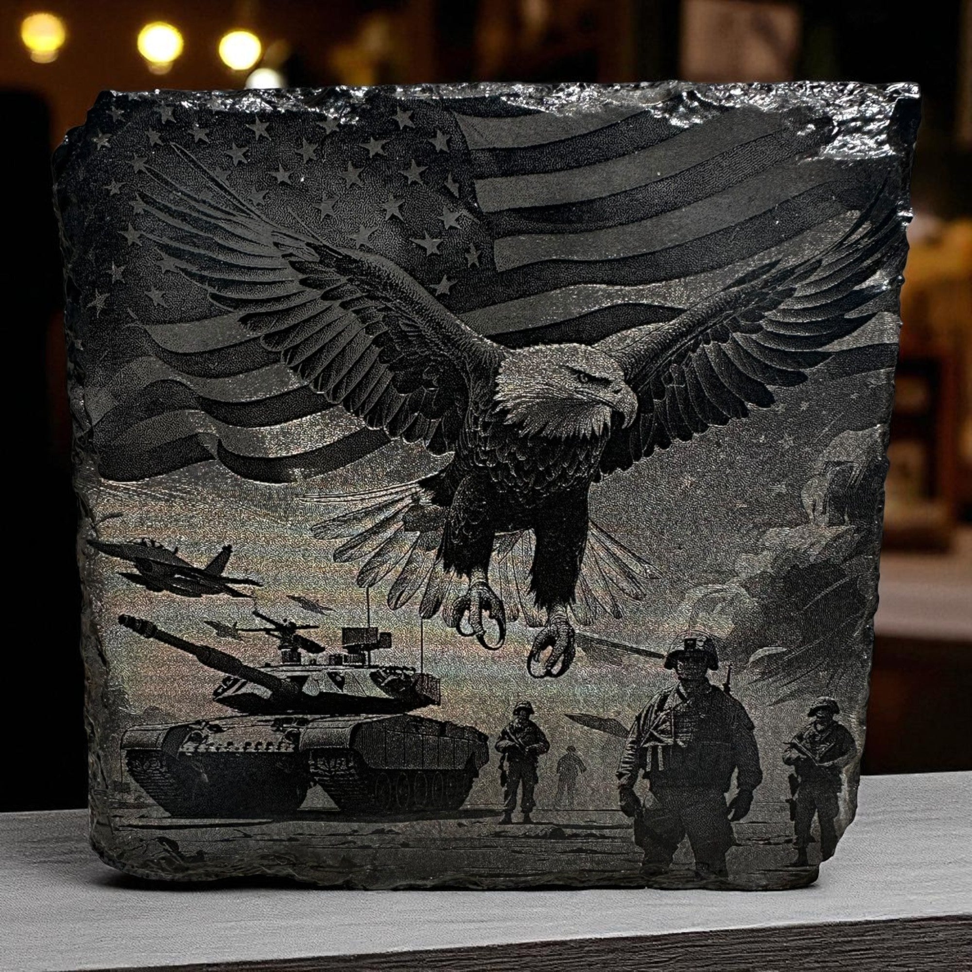 Slate Coaster — Patriotic #10 Ctrl‑Alt‑Engrave