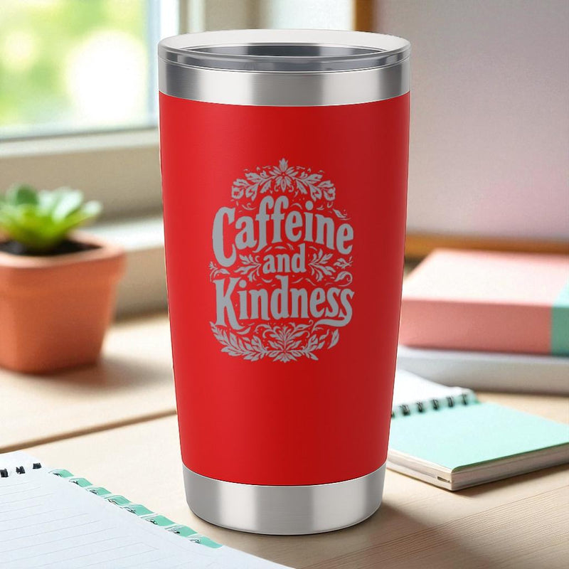 Caffeine & Kindness – 20oz Engraved Tumbler – 2x2 Magnetic Canvas Art | Ctrl‑Alt‑Engrave