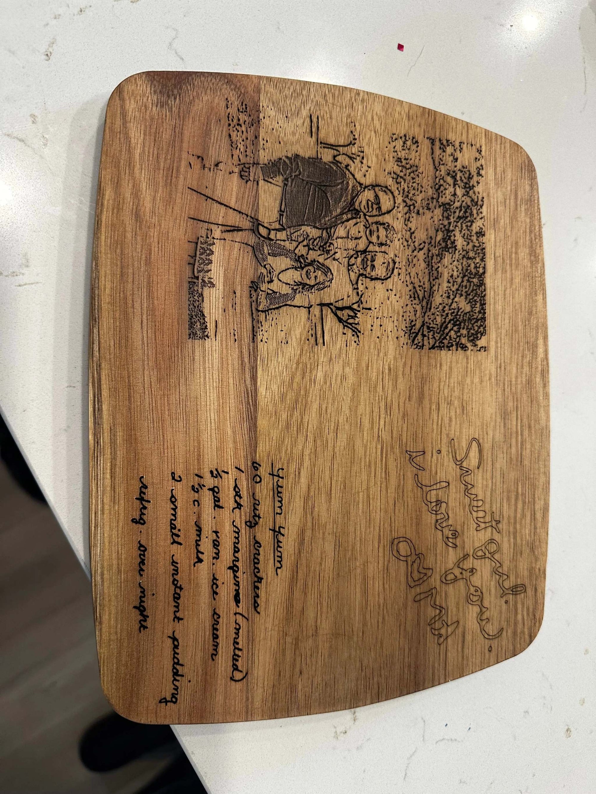 Custom Engraved Cutting Board with Handwritten Recipe or Photo – Personalized Gift – Acacia Wood Keepsake Ctrl-Alt-Engrave