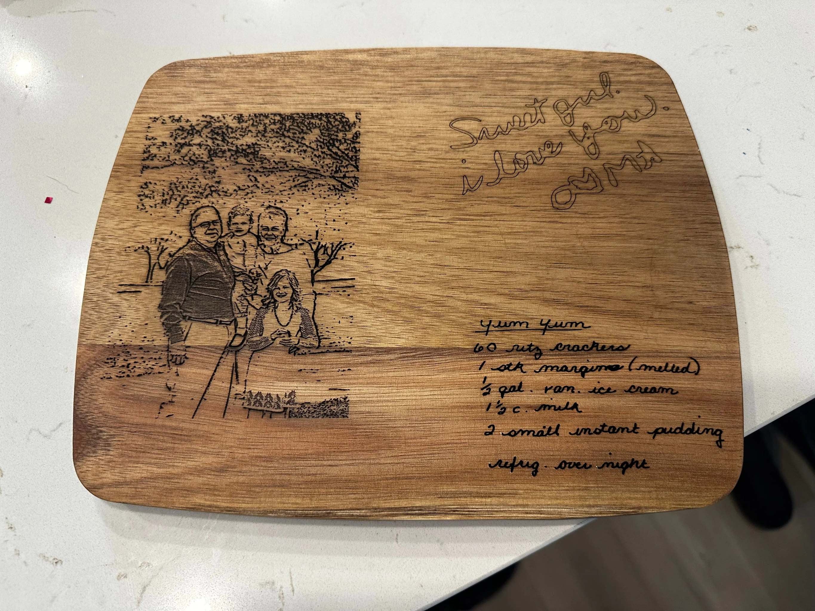 Custom Engraved Cutting Board with Handwritten Recipe or Photo – Personalized Gift – Acacia Wood Keepsake Ctrl-Alt-Engrave