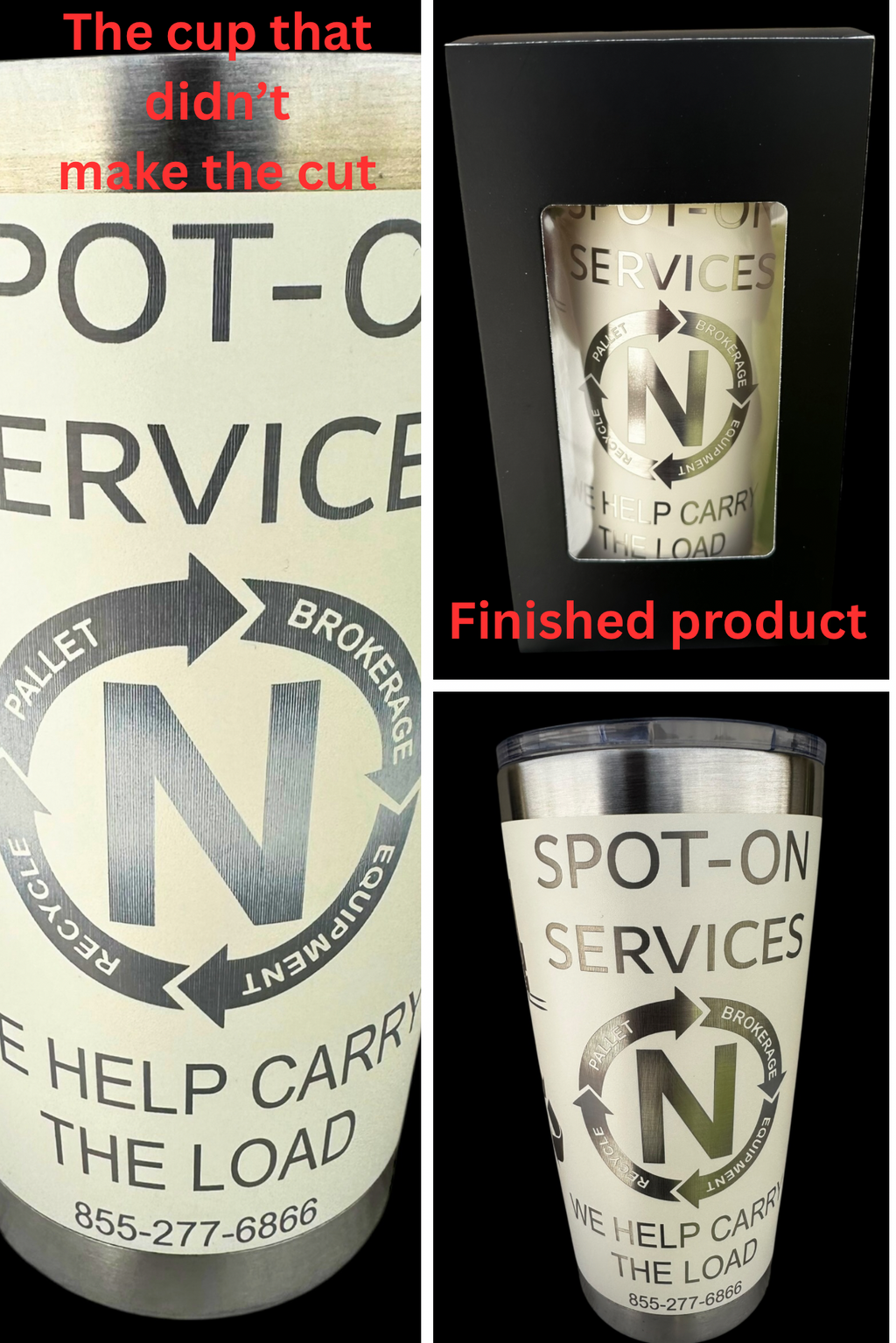 Custom engraved 20oz tumbler with company logo and high-contrast finish, suitable for business promotions and client gifts.