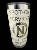 Custom engraved 20oz tumbler with logo for business promo gift.