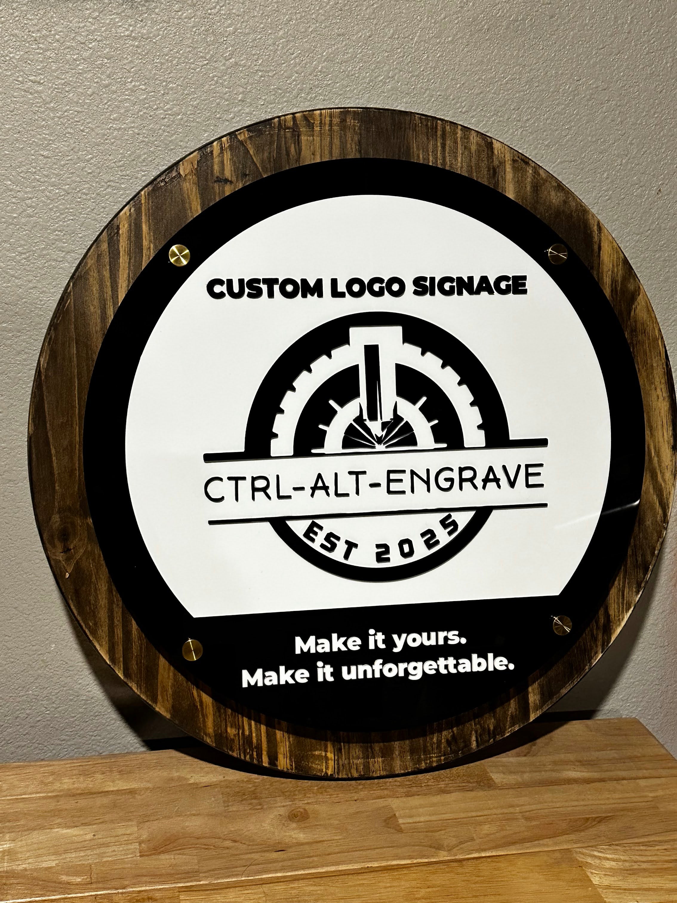 24" Custom Business Sign - Pine & Layered Acrylic Ctrl-Alt-Engrave