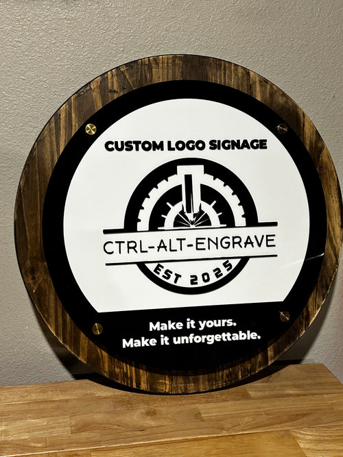 24" Custom Business Sign - Pine & Layered Acrylic Ctrl-Alt-Engrave