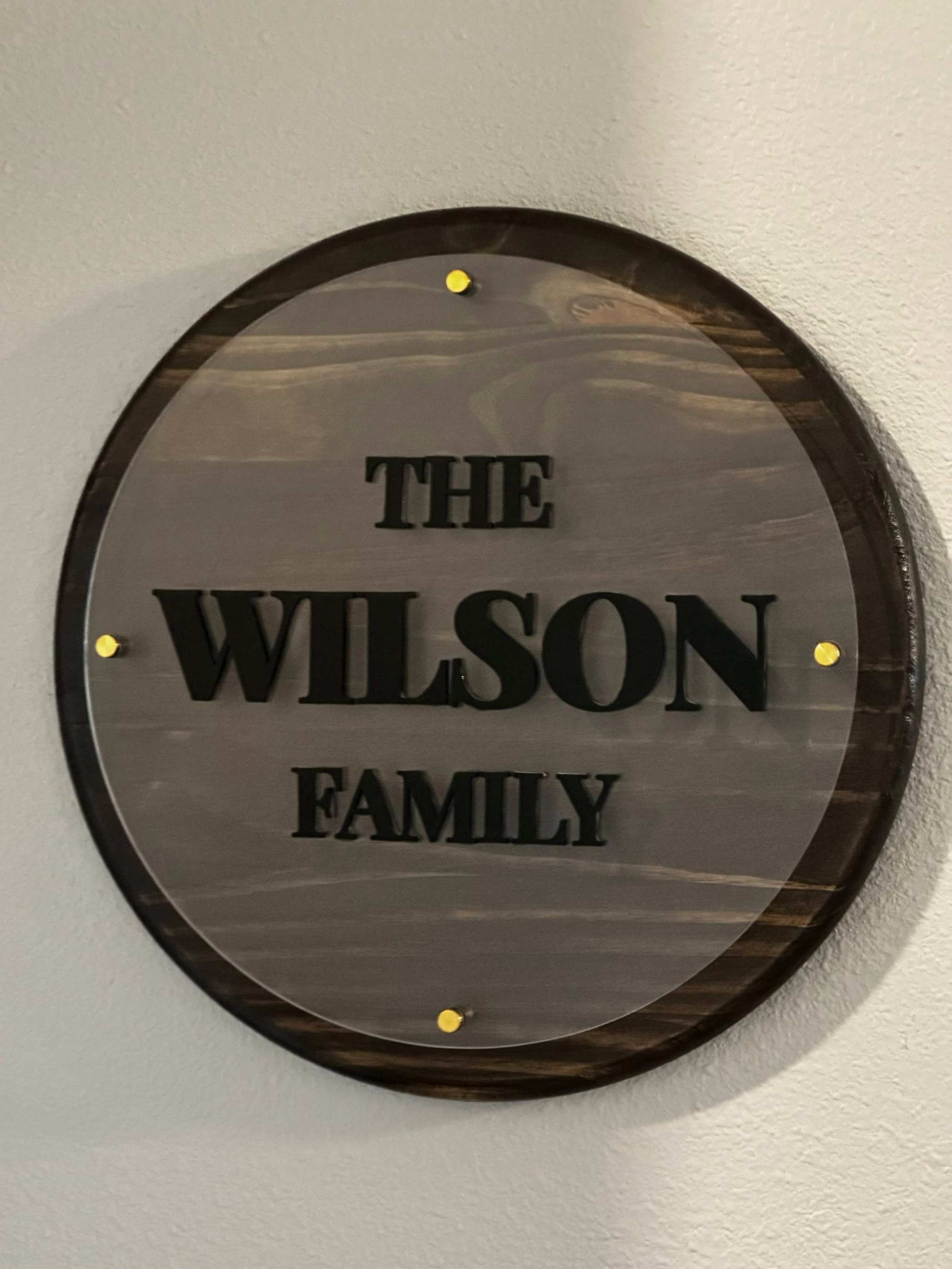 18" Custom Family Name Sign - Pine & Layered Acrylic Ctrl-Alt-Engrave