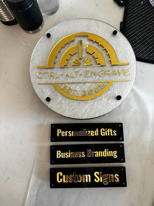 11.5" Vendor Canopy Sign - Layered Acrylic with Hanging Panels Ctrl-Alt-Engrave