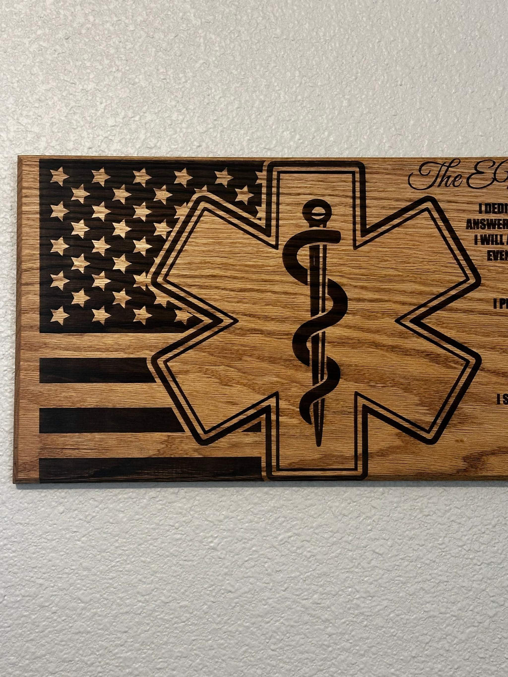 EMS Prayer Sign - 11"x24" Handcrafted Wood Sign Ctrl-Alt-Engrave