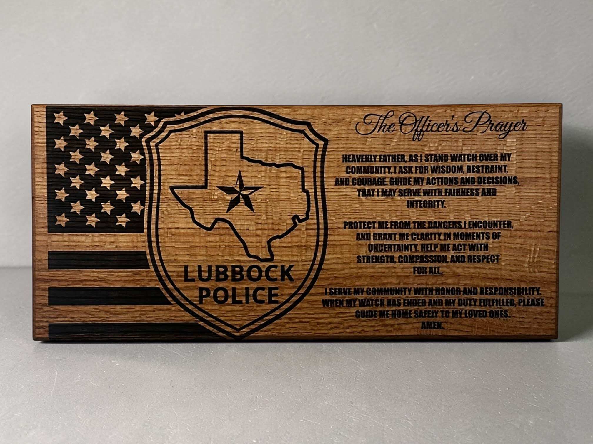 Officer Prayer Sign - 11"x24" Handcrafted Wood Sign Ctrl-Alt-Engrave