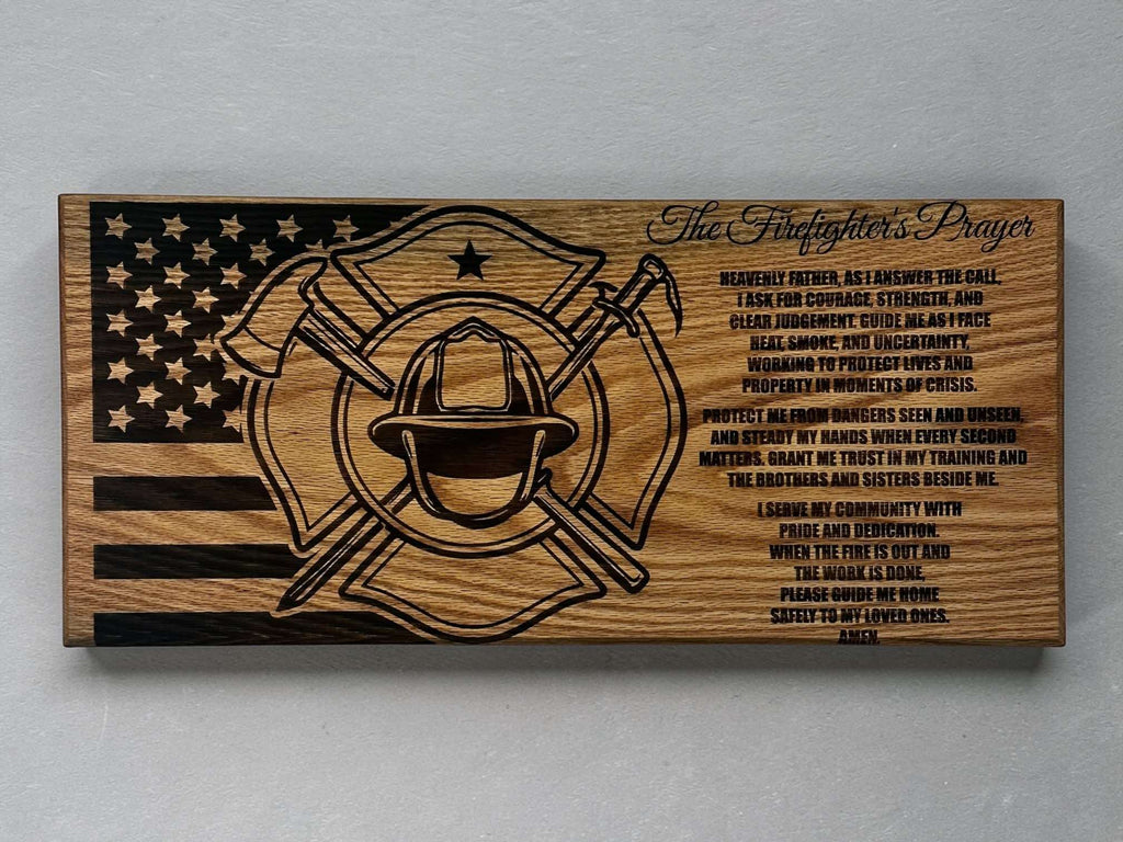 Firefighter Prayer Sign - 11"x24" Handcrafted Wood Sign Ctrl-Alt-Engrave