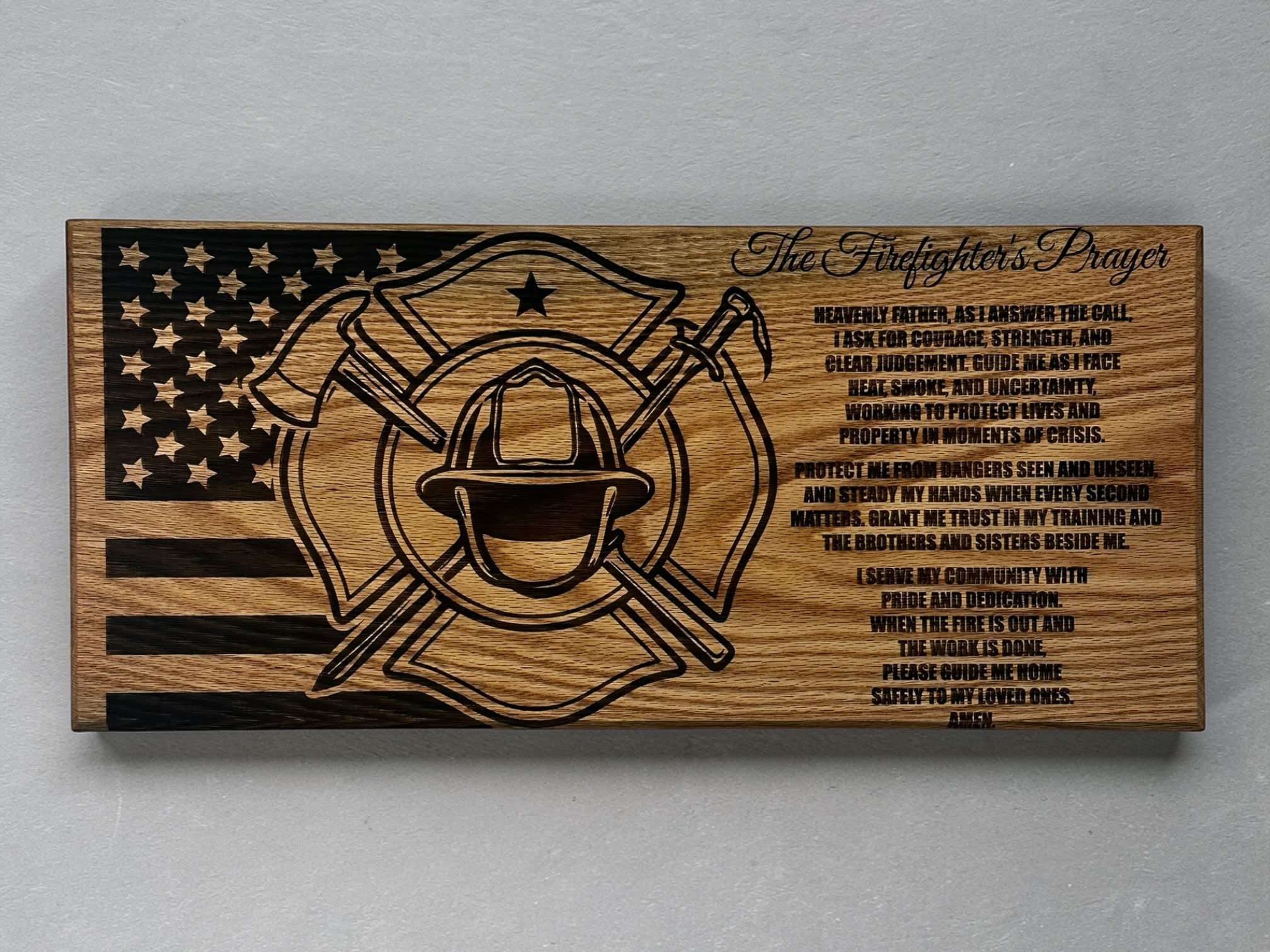 Firefighter Prayer Sign - 11"x24" Handcrafted Wood Sign Ctrl-Alt-Engrave