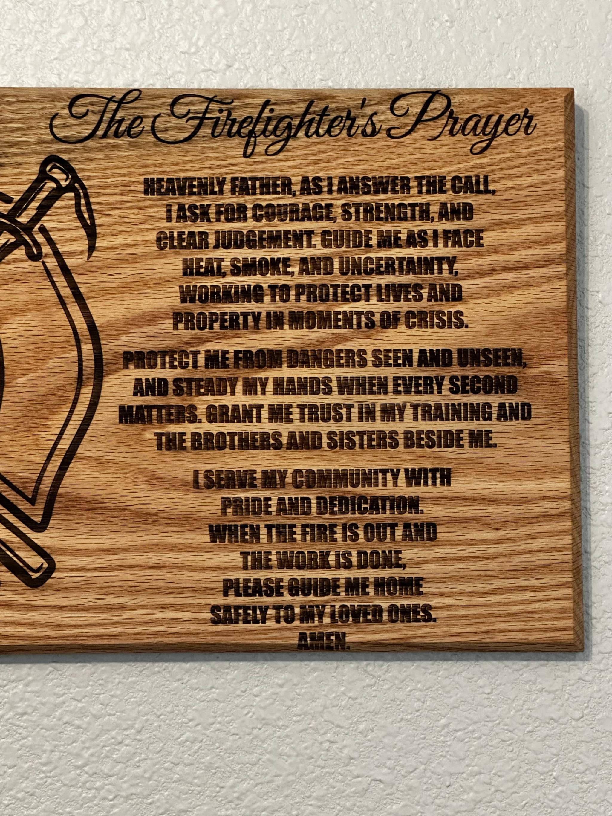 Firefighter Prayer Sign - 11"x24" Handcrafted Wood Sign Ctrl-Alt-Engrave