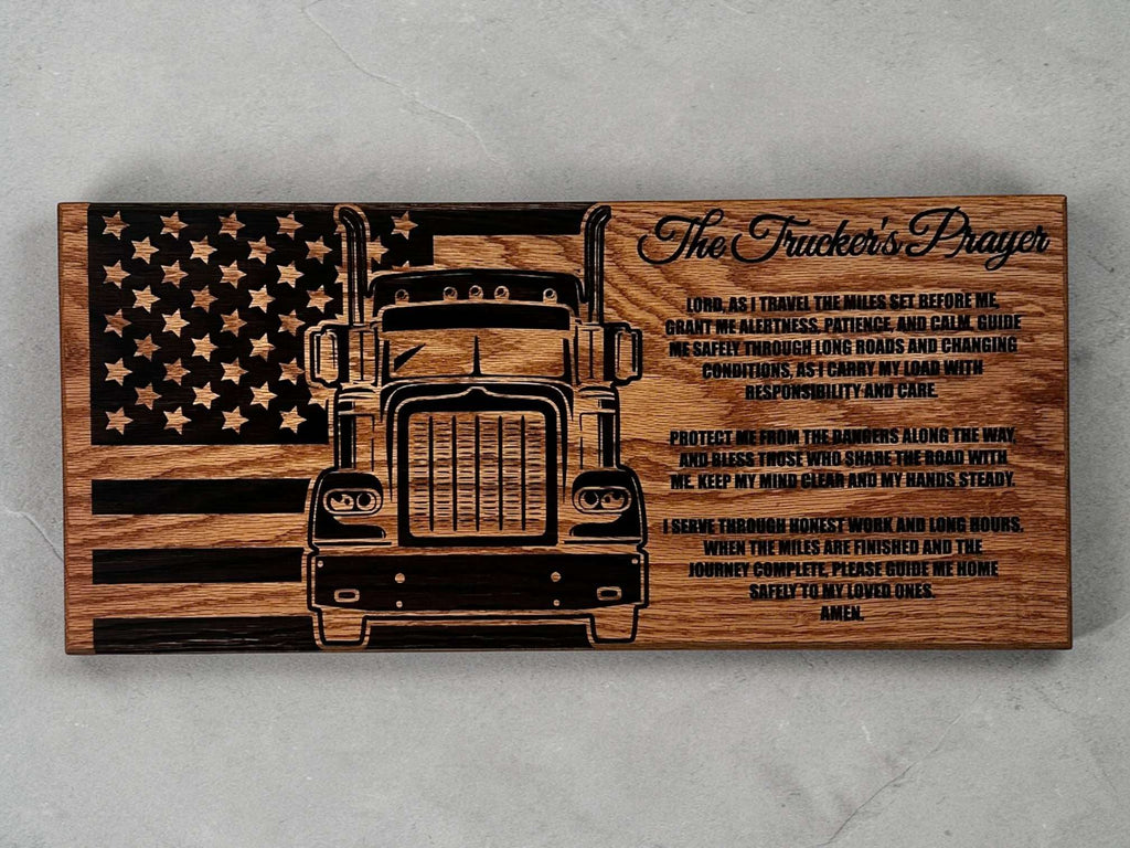 Trucker Prayer Sign - 11"x24" Handcrafted Wood Sign Ctrl-Alt-Engrave