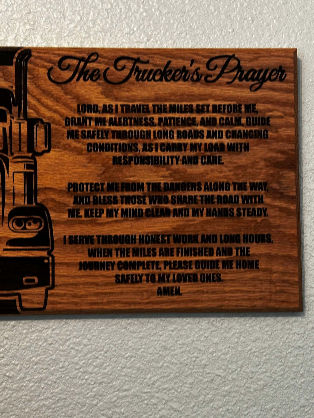 Trucker Prayer Sign - 11"x24" Handcrafted Wood Sign Ctrl-Alt-Engrave