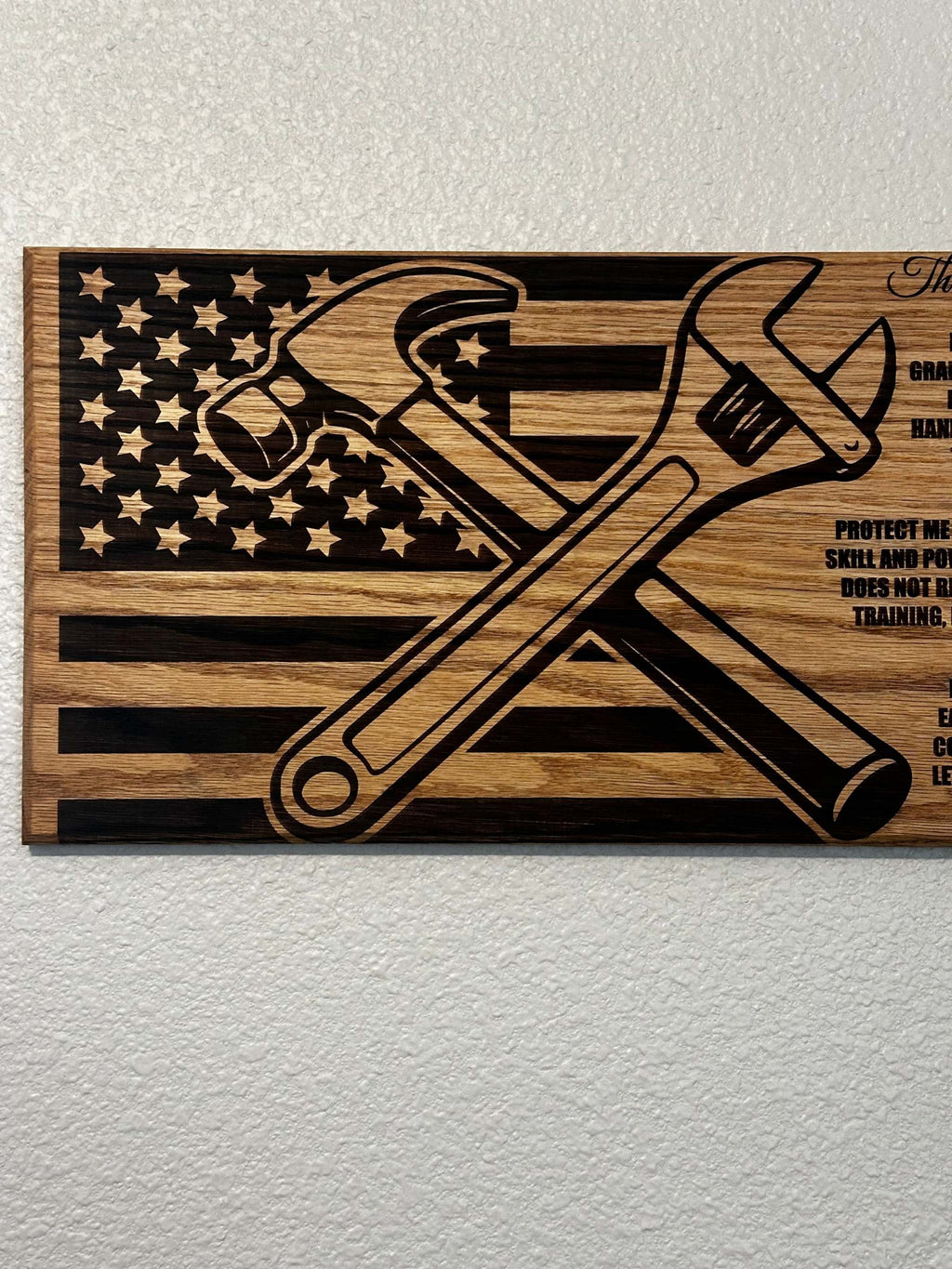 Tradesman Prayer Sign - 11"x24" Handcrafted Wood Sign Ctrl-Alt-Engrave