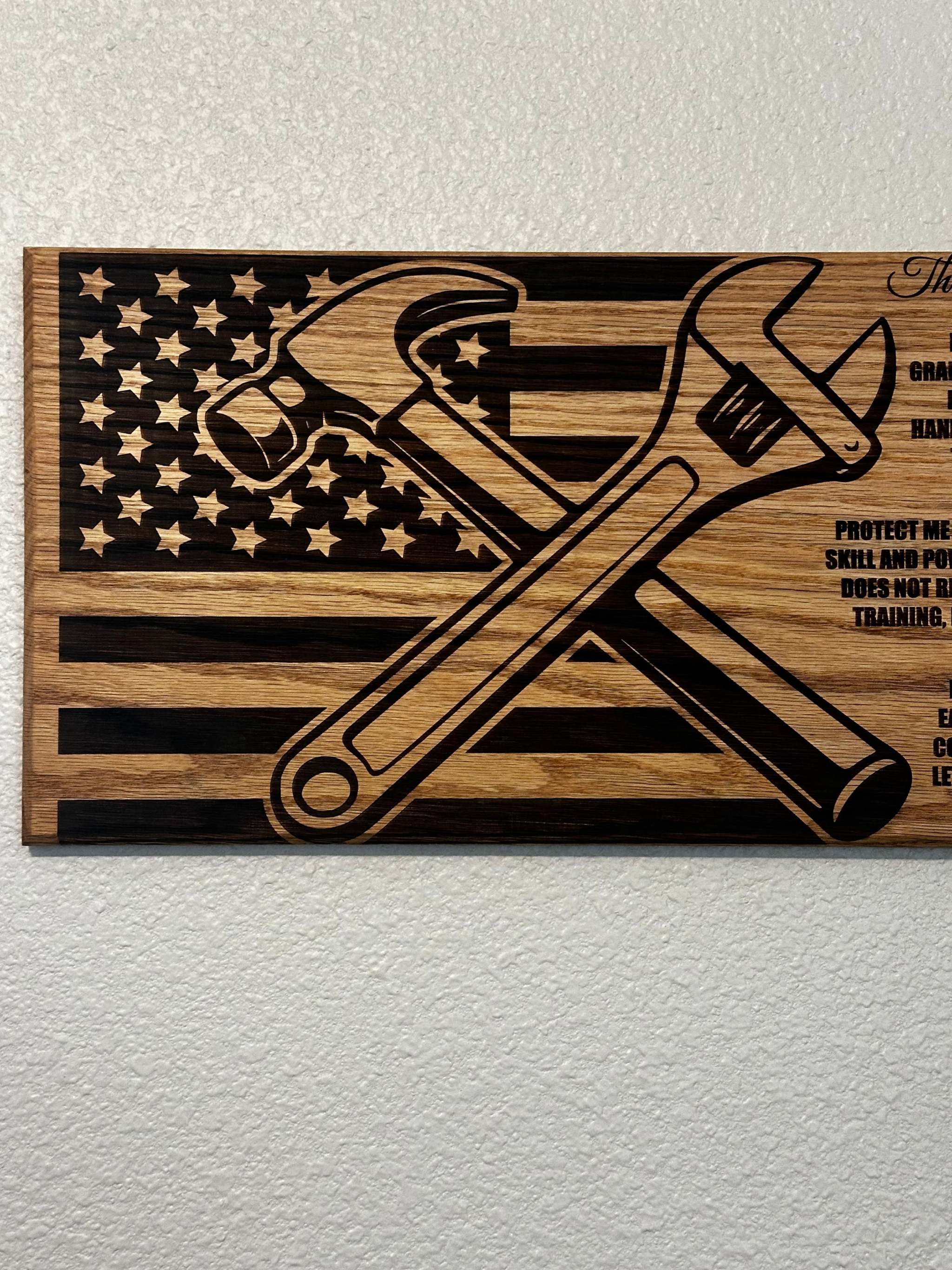 Tradesman Prayer Sign - 11"x24" Handcrafted Wood Sign Ctrl-Alt-Engrave