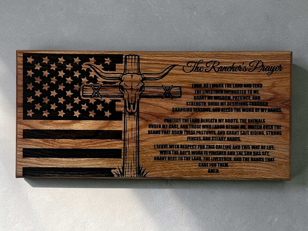 Rancher Prayer Sign - 11"x24" Handcrafted Wood Sign Ctrl-Alt-Engrave