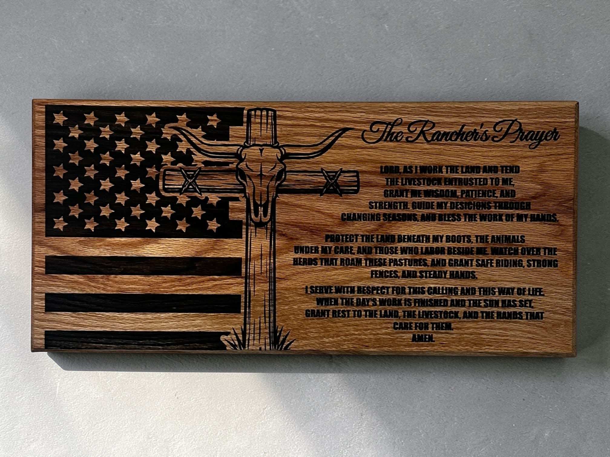 Rancher Prayer Sign - 11"x24" Handcrafted Wood Sign Ctrl-Alt-Engrave