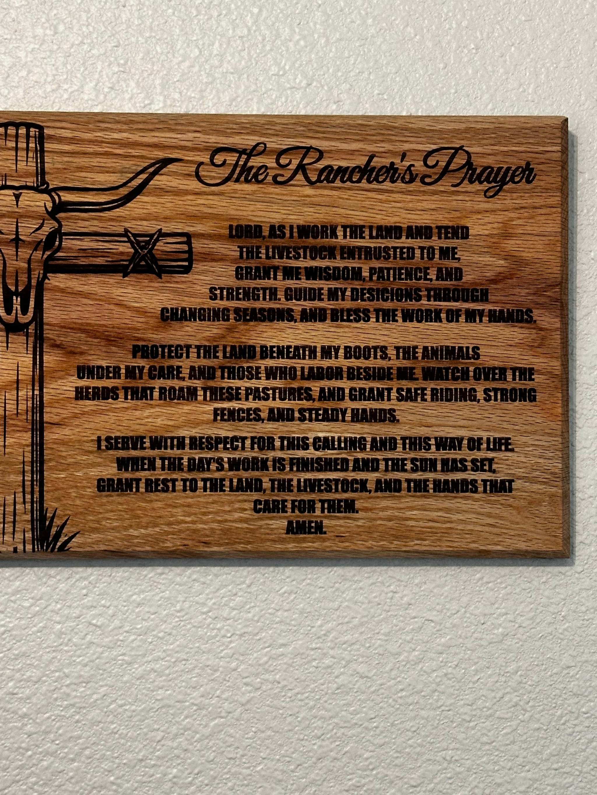 Rancher Prayer Sign - 11"x24" Handcrafted Wood Sign Ctrl-Alt-Engrave