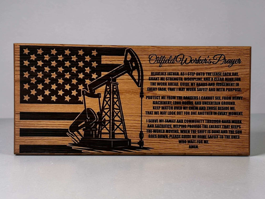 Oilfield Worker Prayer Sign - 11"x24" Handcrafted Wood Sign Ctrl-Alt-Engrave