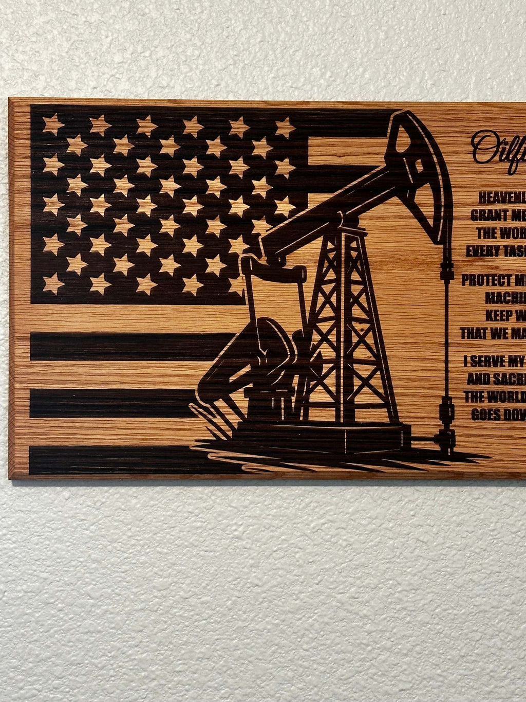 Oilfield Worker Prayer Sign - 11"x24" Handcrafted Wood Sign Ctrl-Alt-Engrave
