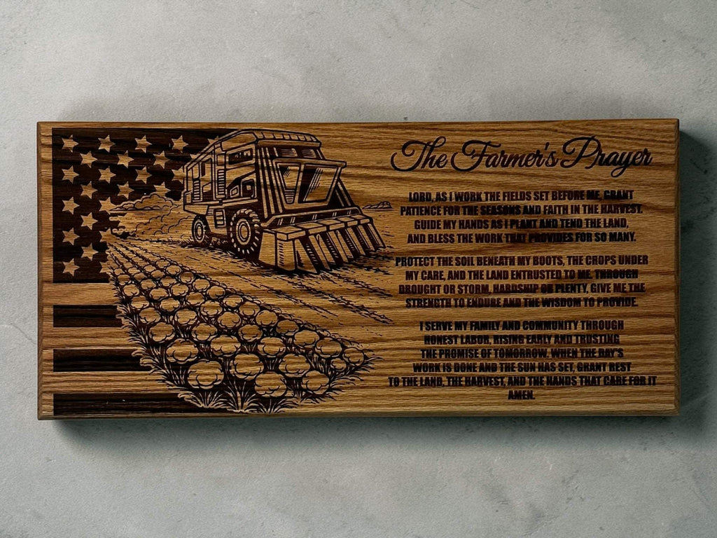 Farmer Prayer Sign - 11"x24" Handcrafted Wood Sign Ctrl-Alt-Engrave