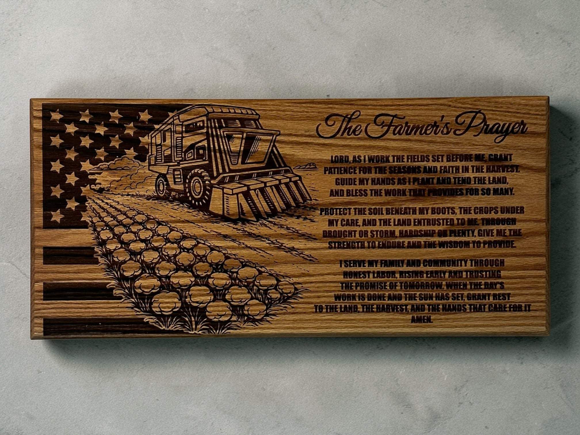 Farmer Prayer Sign - 11"x24" Handcrafted Wood Sign Ctrl-Alt-Engrave