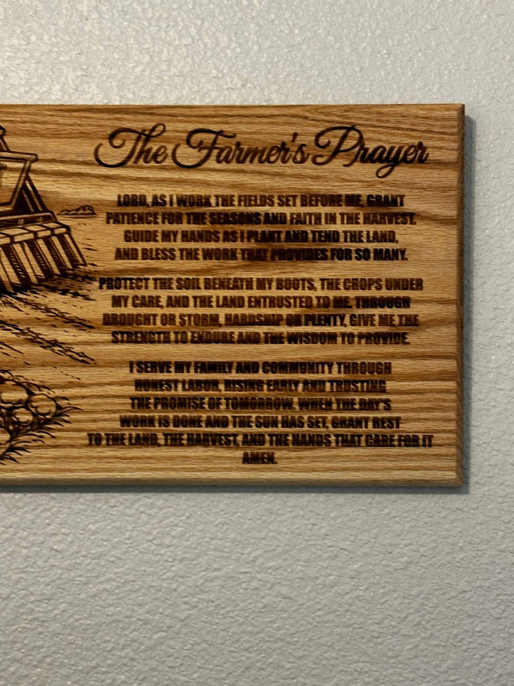 Farmer Prayer Sign - 11"x24" Handcrafted Wood Sign Ctrl-Alt-Engrave