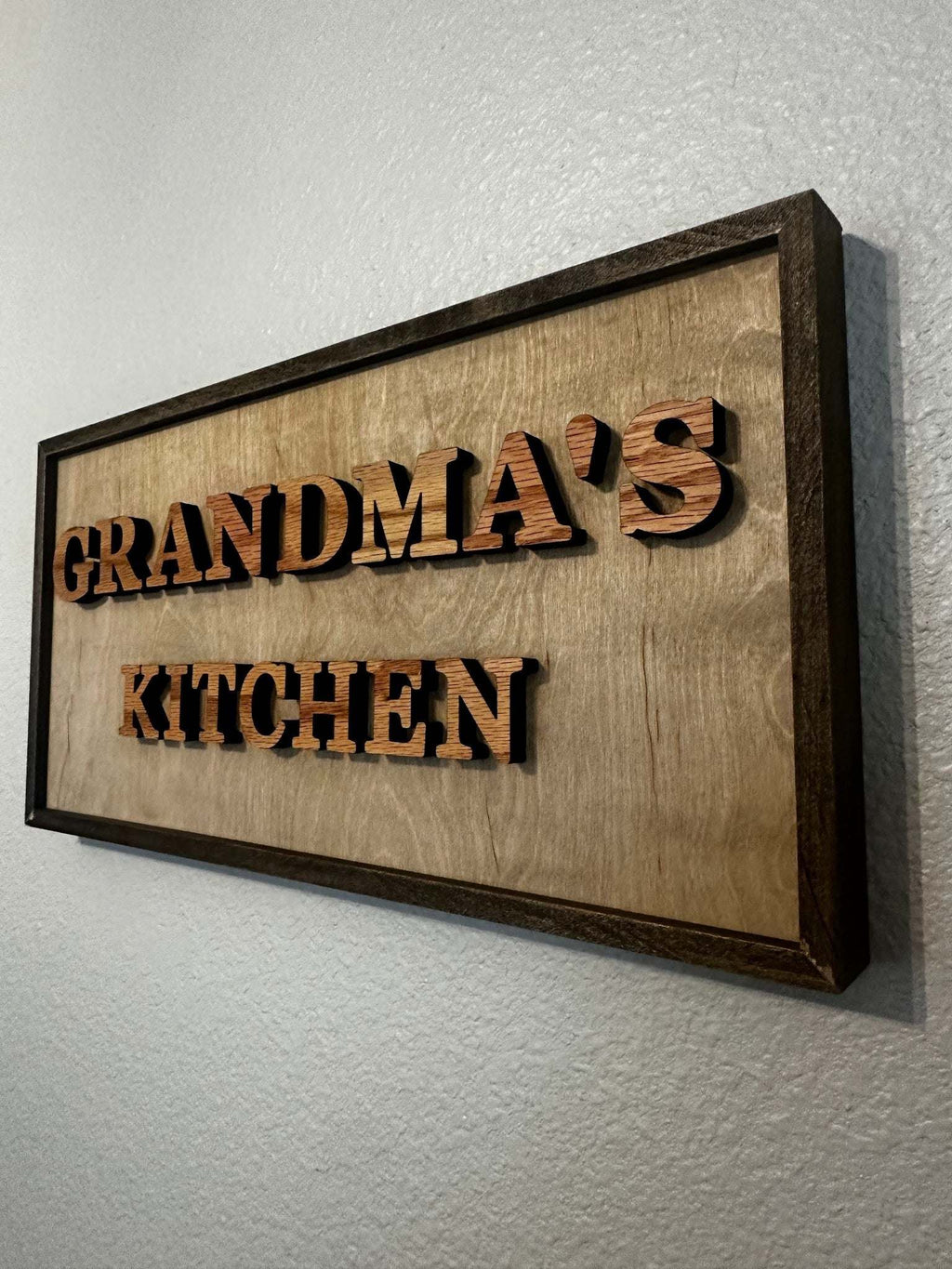 Grandma’s Kitchen Framed Wood Sign | Raised Letter Kitchen Wall Decor Ctrl-Alt-Engrave