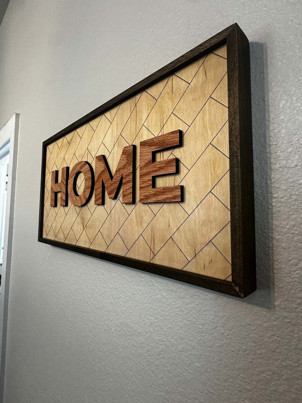 HOME Framed Wood Sign | Layered Raised Letter Wall Decor Ctrl-Alt-Engrave