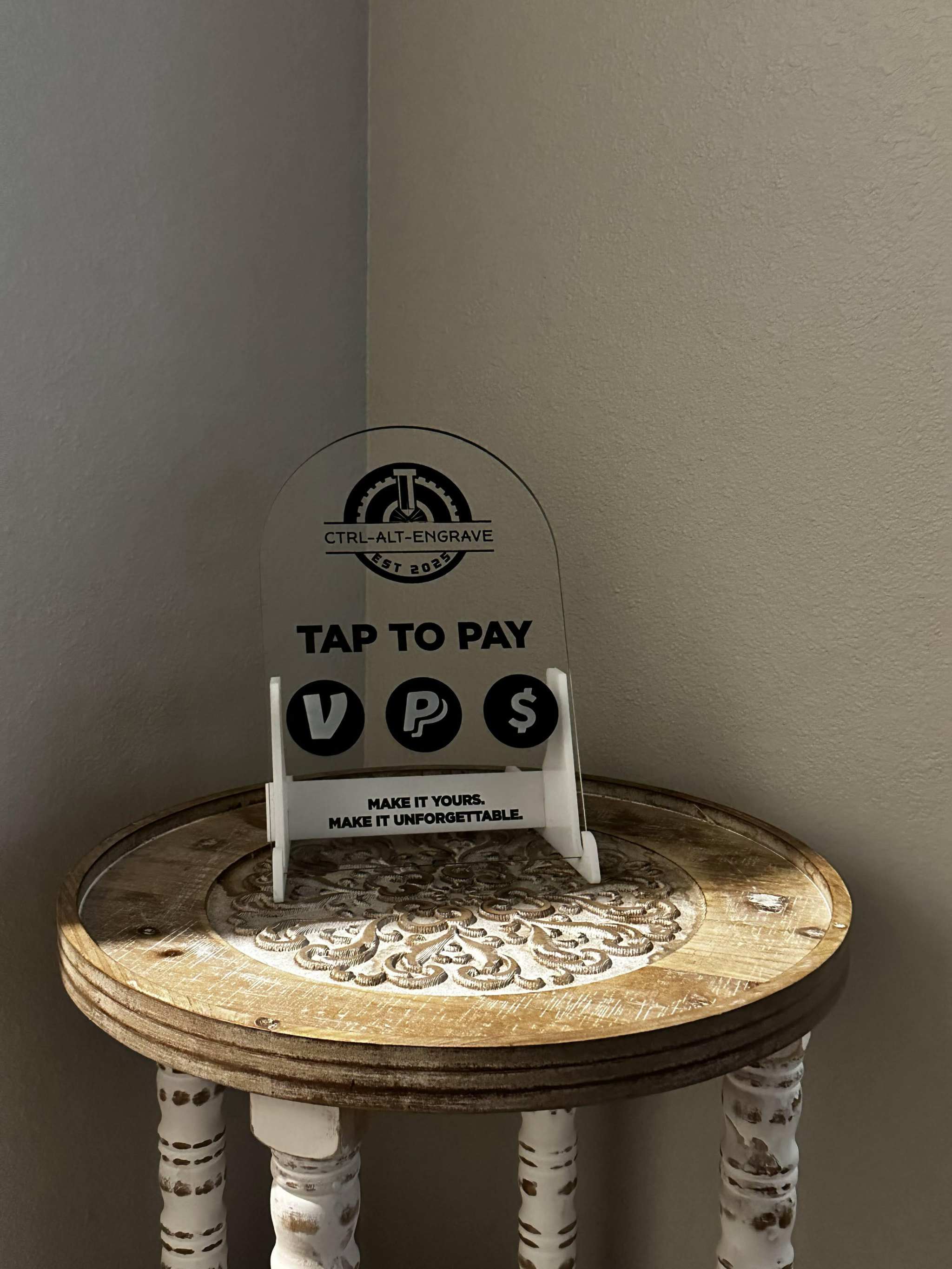 Custom NFC Tap to Pay Vendor Display | Acrylic Payment Sign for Markets & Small Businesses Ctrl-Alt-Engrave