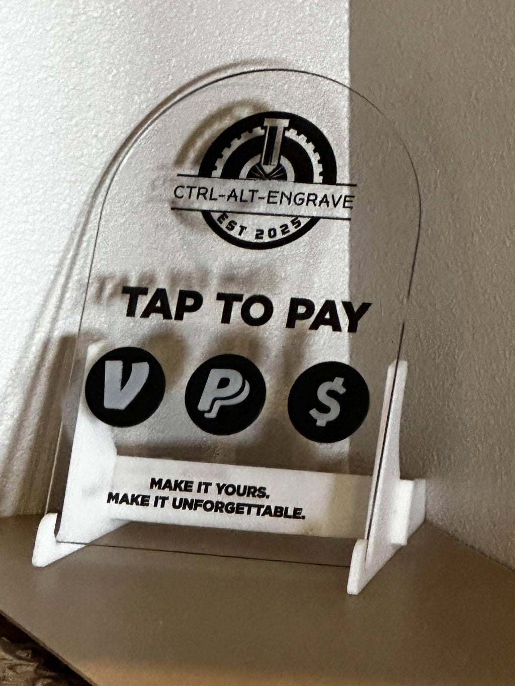 Custom NFC Tap to Pay Vendor Display | Acrylic Payment Sign for Markets & Small Businesses Ctrl-Alt-Engrave