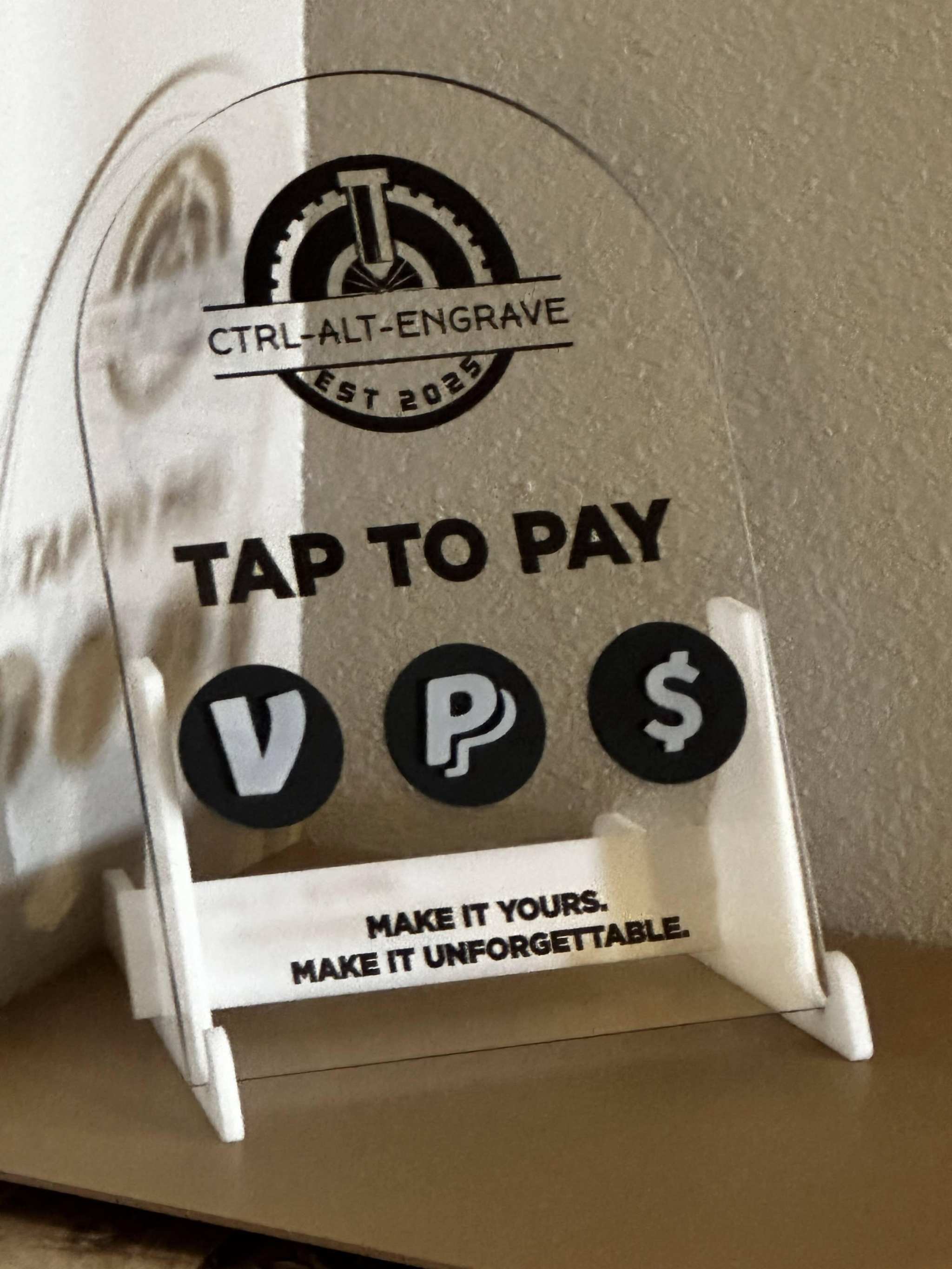 Custom NFC Tap to Pay Vendor Display | Acrylic Payment Sign for Markets & Small Businesses Ctrl-Alt-Engrave