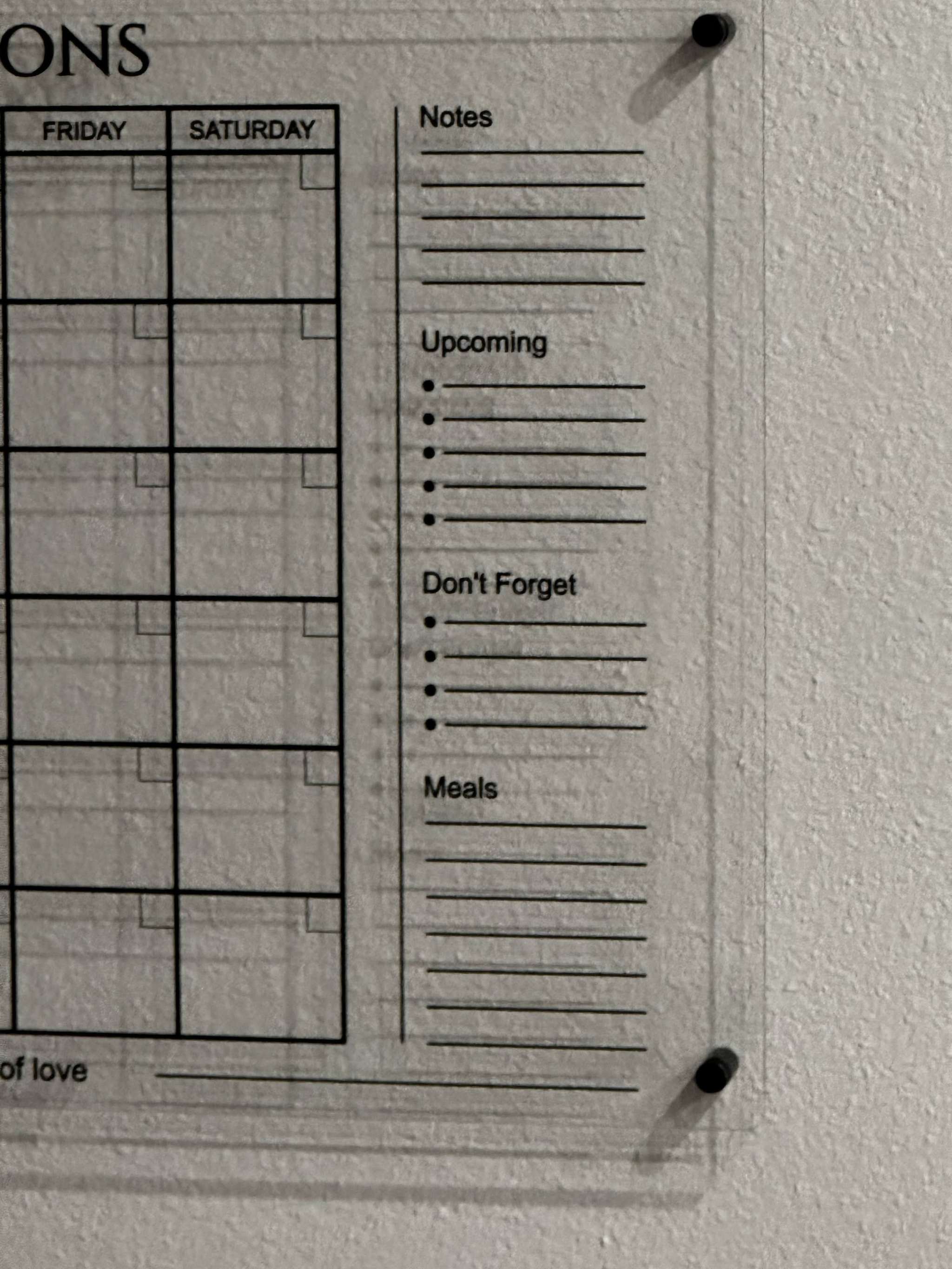 Personalized Acrylic Family Calendar | Custom Wet-Erase Wall Command Center Ctrl-Alt-Engrave