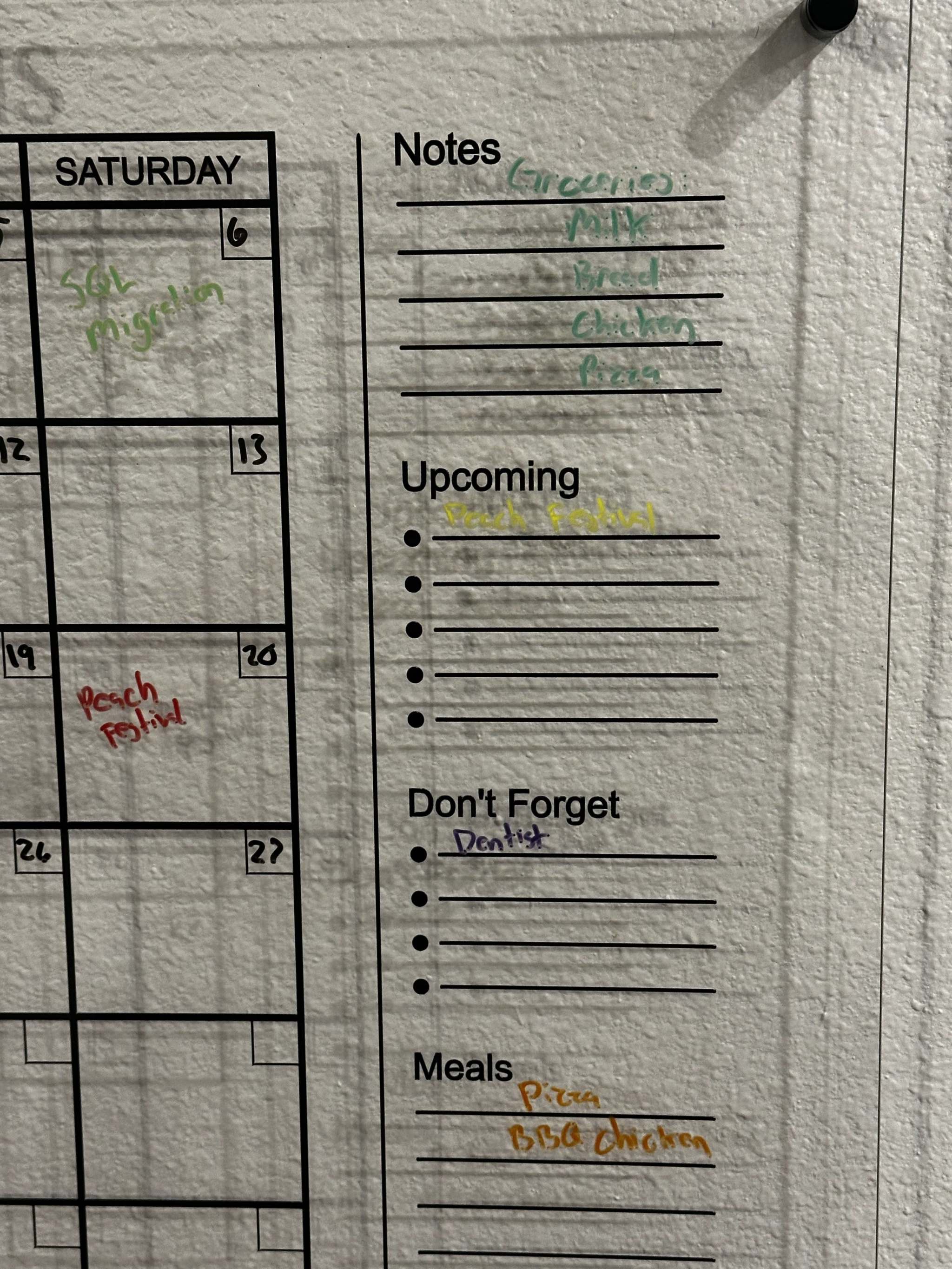 Personalized Acrylic Family Calendar | Custom Wet-Erase Wall Command Center Ctrl-Alt-Engrave