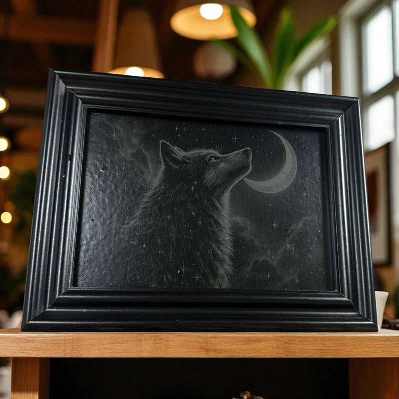 Framed Canvas (Standing) - Howling Wolf (5x7)