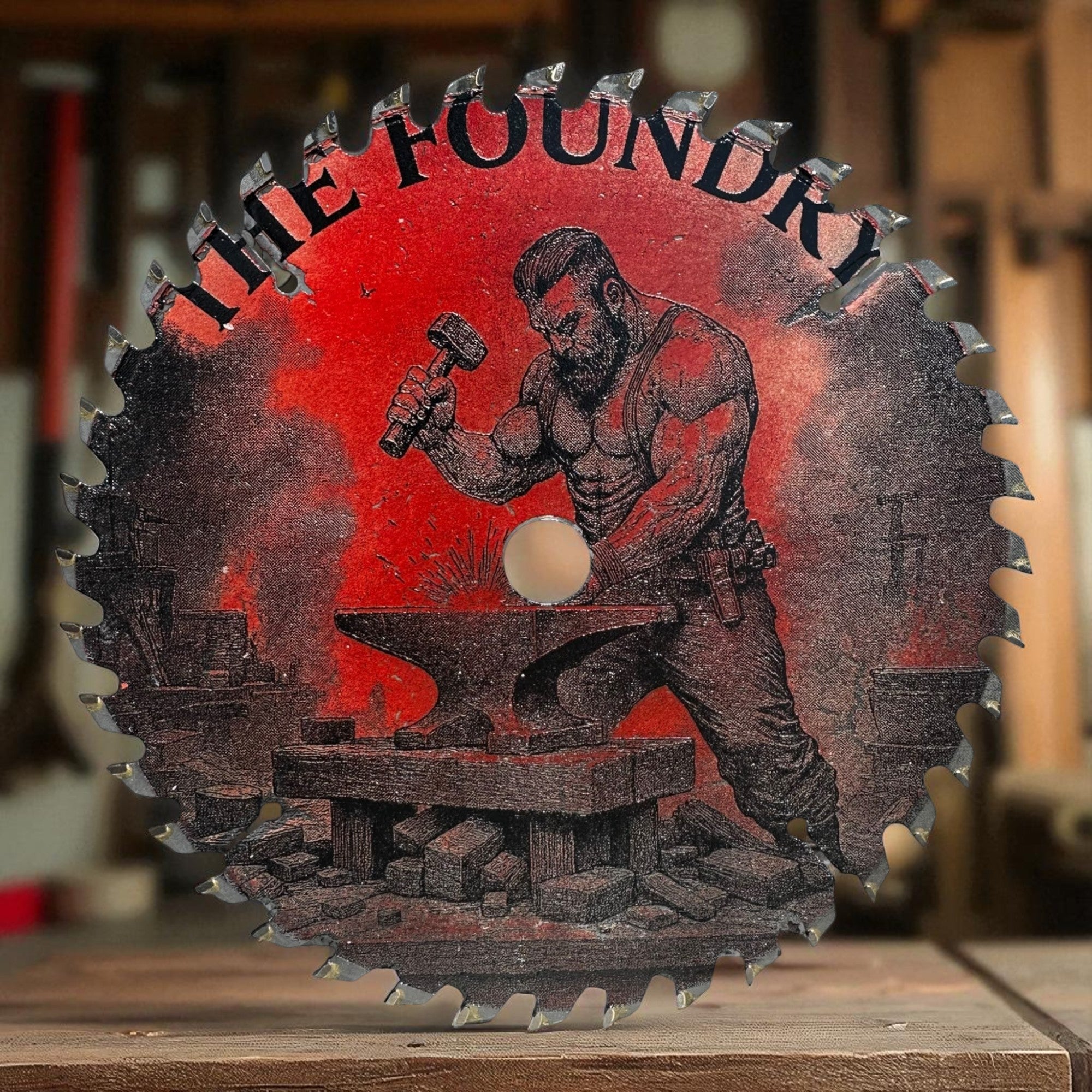 Saw Blade Art — The foundry (7.25") Ctrl‑Alt‑Engrave