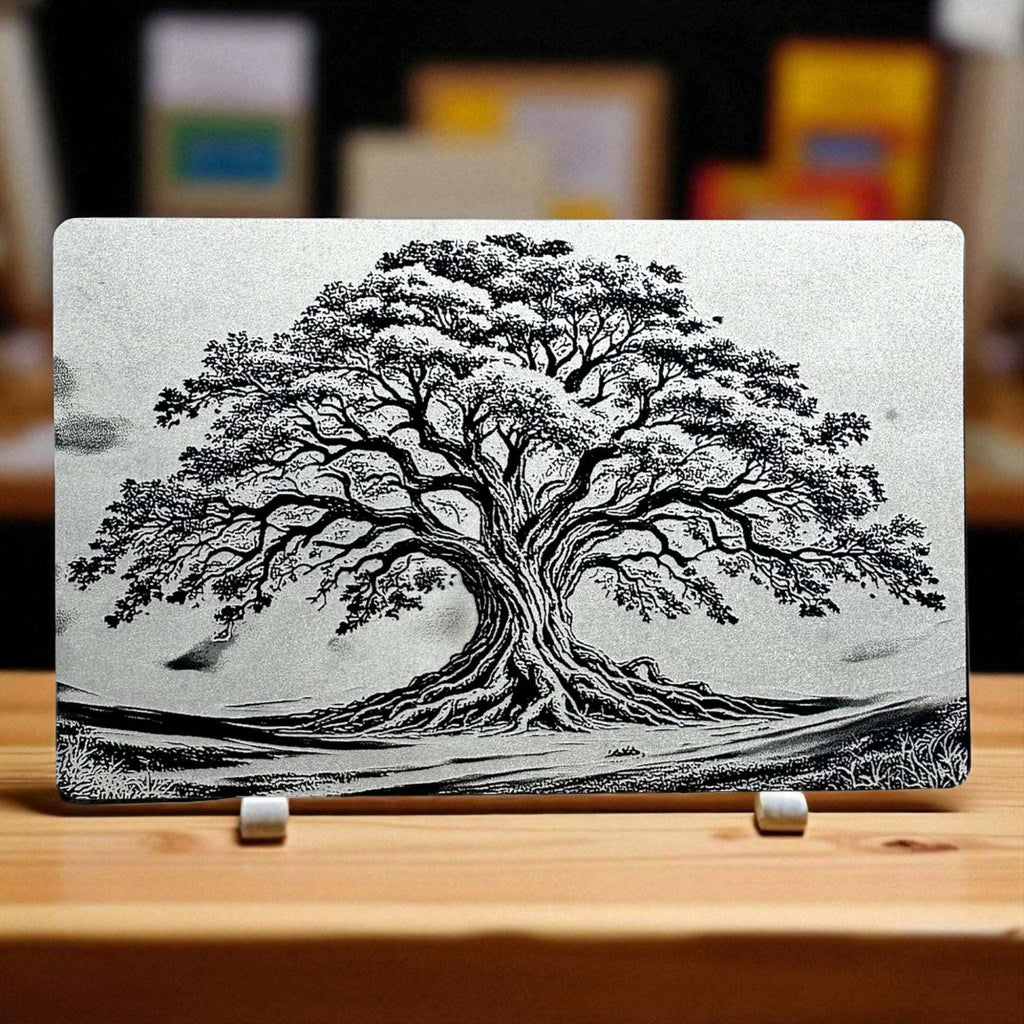 Aluminum Business Card Art — “Be still and know that I am God” Ctrl‑Alt‑Engrave