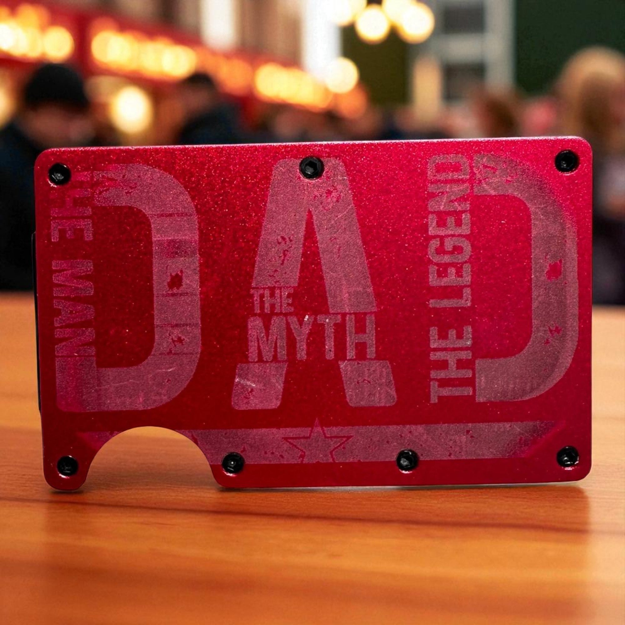 Aluminum Wallet — The man the myth the legend, DAD (red) Ctrl‑Alt‑Engrave