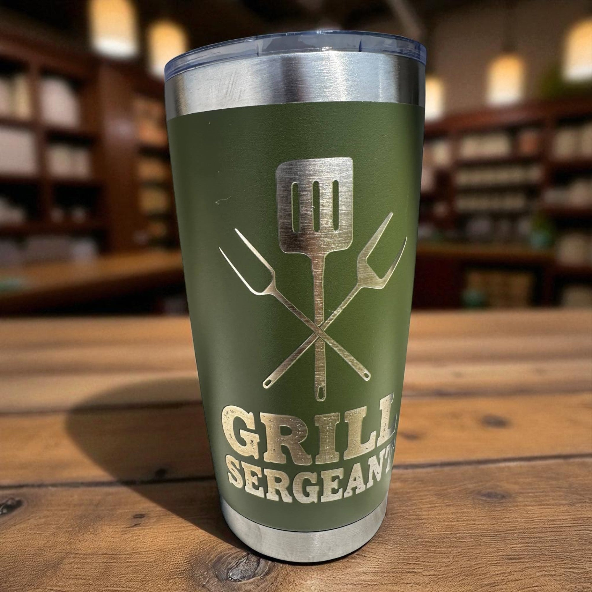 20oz Tumbler — Grill sergeant (green) Ctrl‑Alt‑Engrave