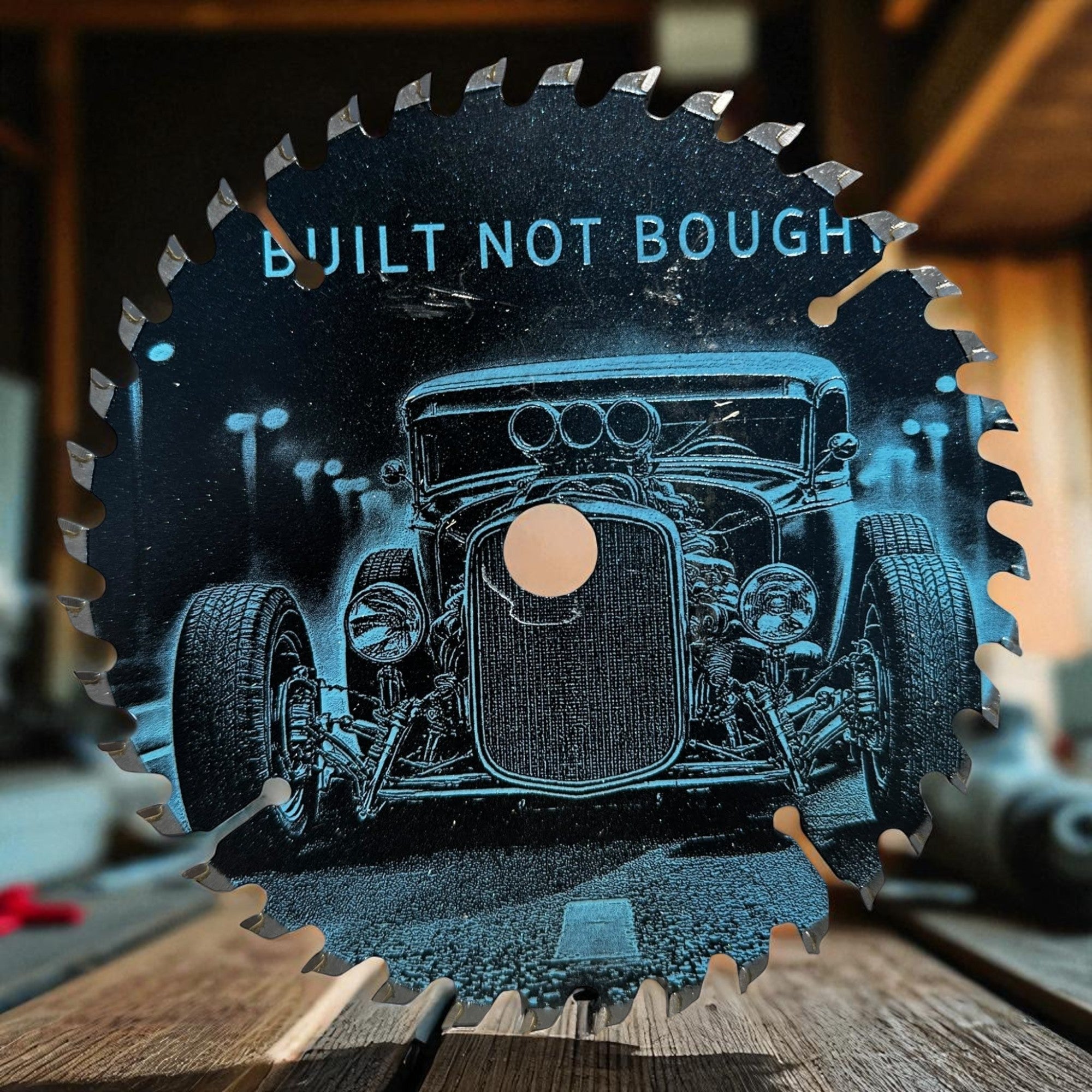 Saw Blade Art — Built not bought (6.5") Ctrl‑Alt‑Engrave
