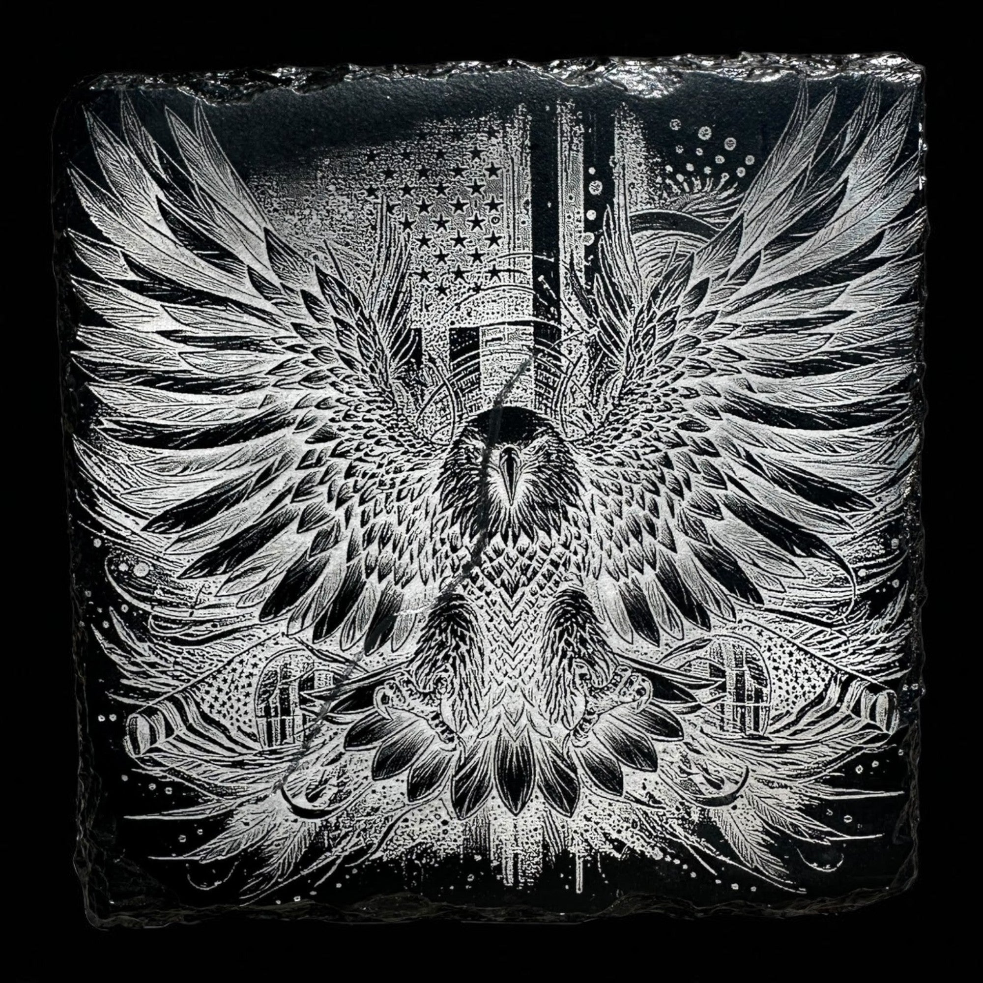 Slate Coaster — Patriotic #8 Ctrl‑Alt‑Engrave