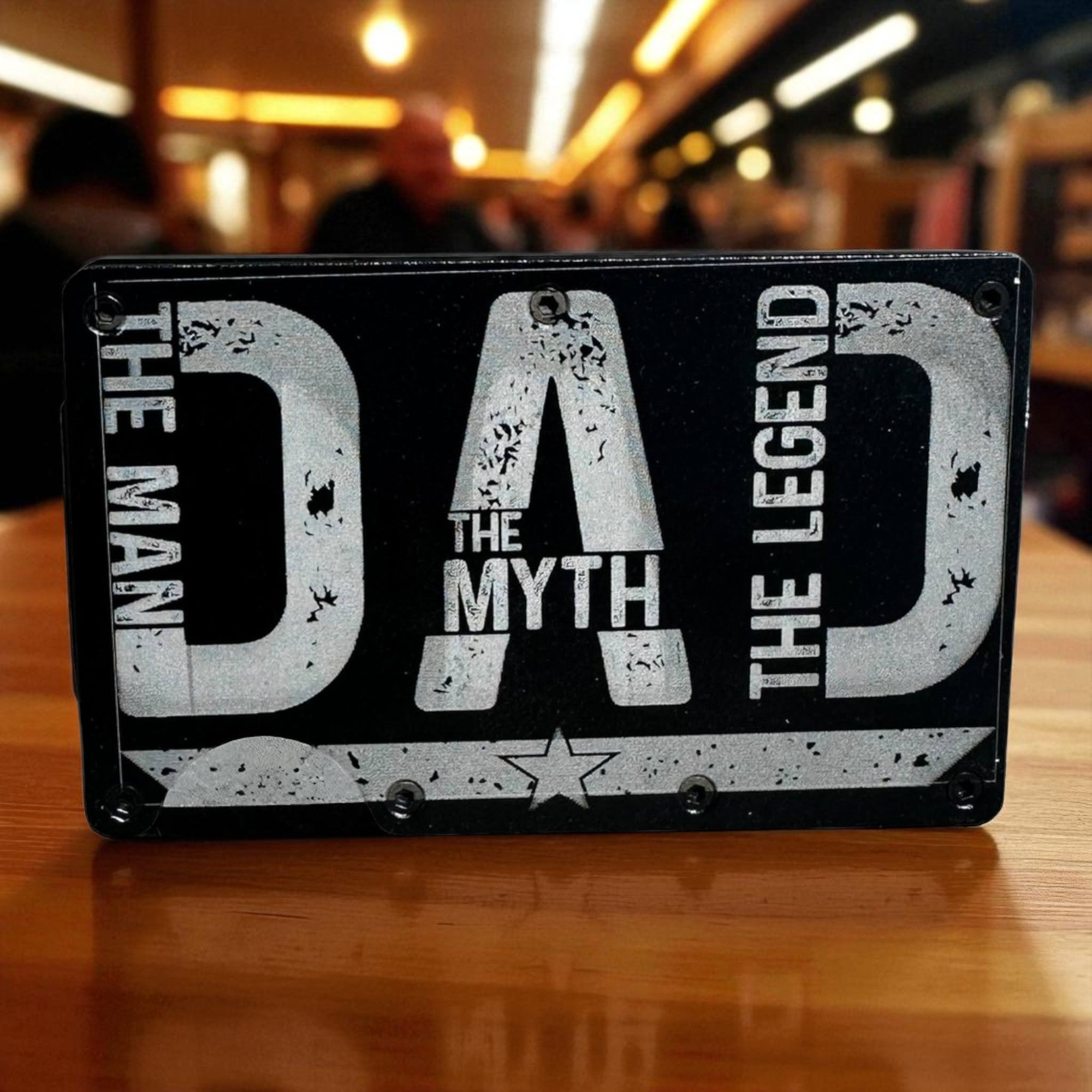 Aluminum Wallet — The man the myth the legend, DAD (black) Ctrl‑Alt‑Engrave