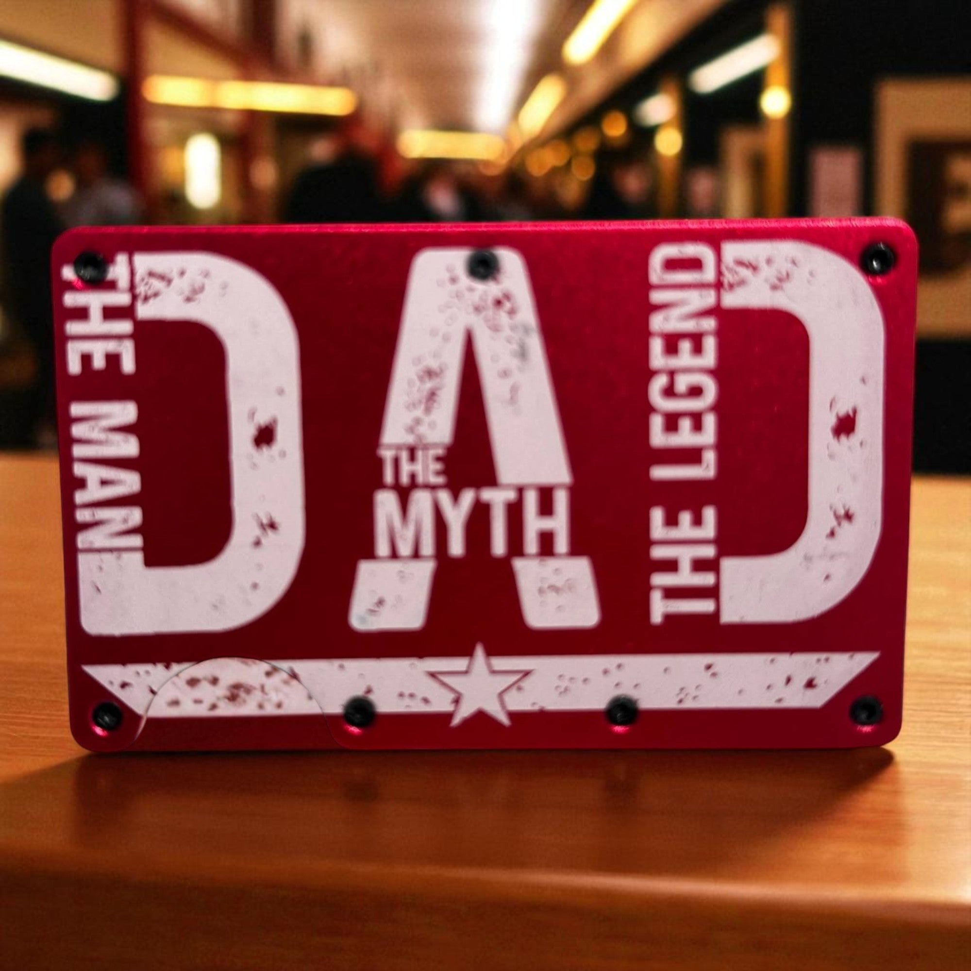 Aluminum Wallet — The man the myth the legend, DAD (red) Ctrl‑Alt‑Engrave