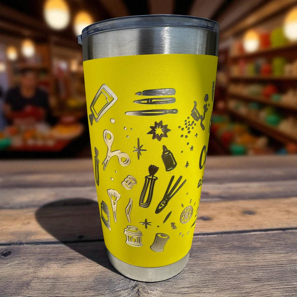 20oz Tumbler — Crafty as hell (yellow) Ctrl‑Alt‑Engrave