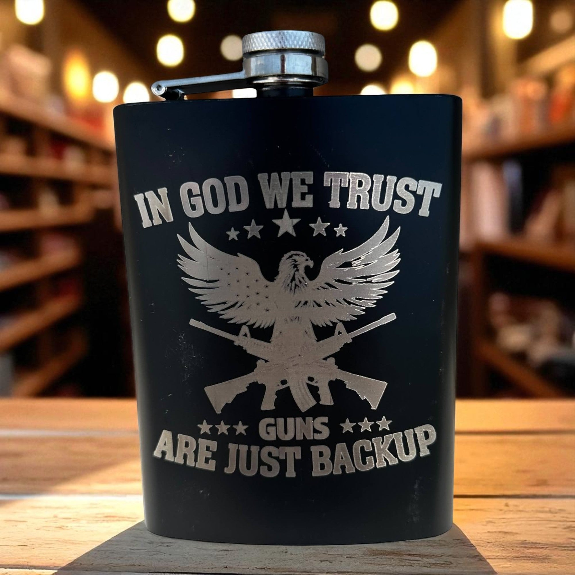 Flask — In God we trust, guns are just backup Ctrl‑Alt‑Engrave