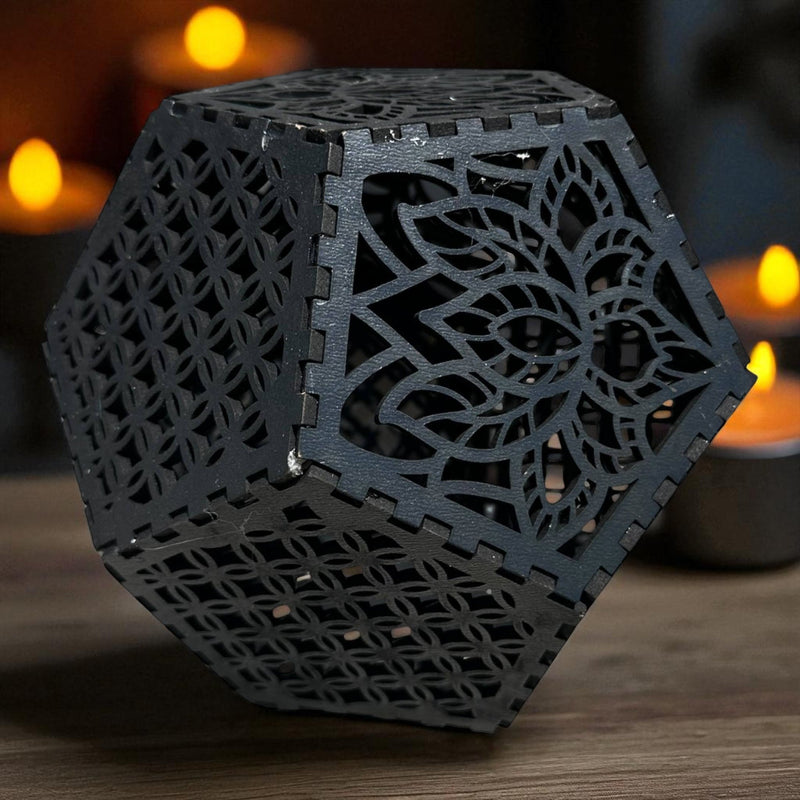 Wooden Dodecahedral Tealight - Design #4