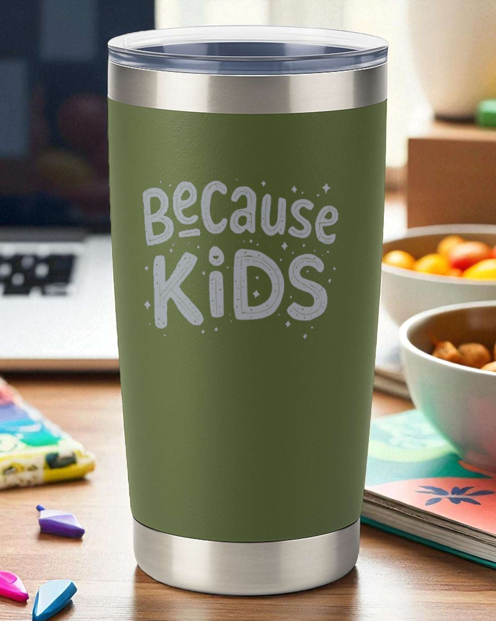Because Kids – Funny Parenting Tumbler Ctrl-Alt-Engrave