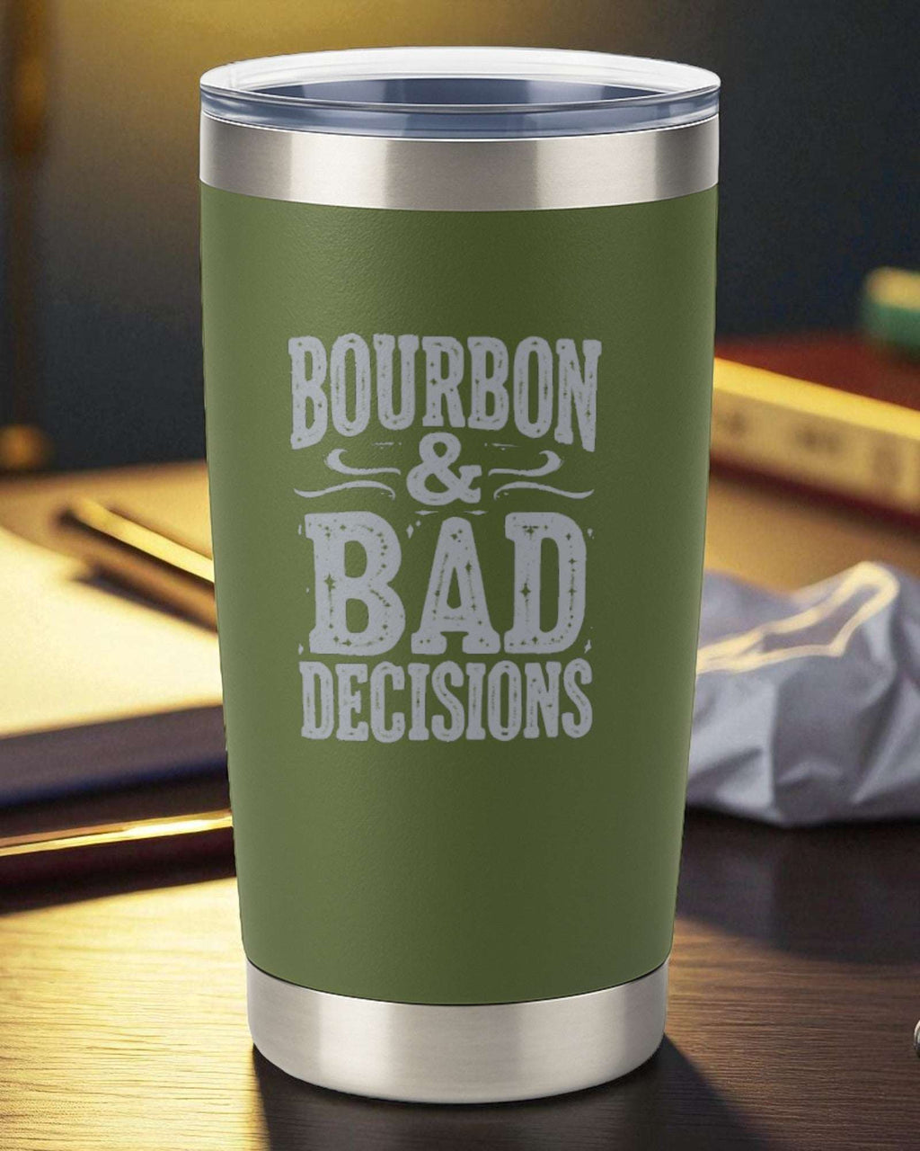 Bourbon & Bad Decisions – Engraved Whiskey Tumbler Ctrl-Alt-Engrave