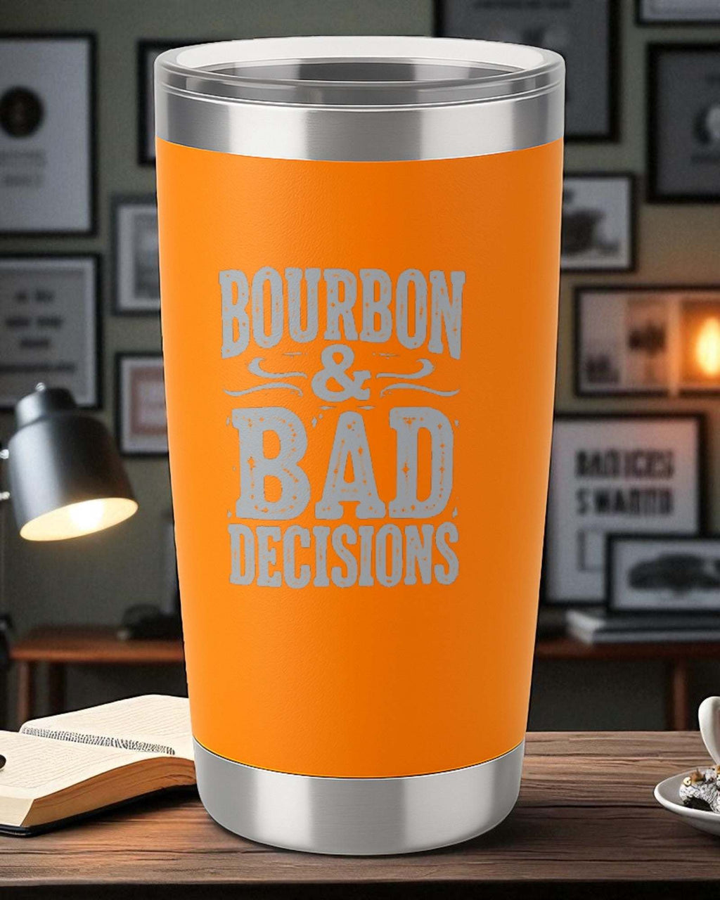 Bourbon & Bad Decisions – Engraved Whiskey Tumbler Ctrl-Alt-Engrave